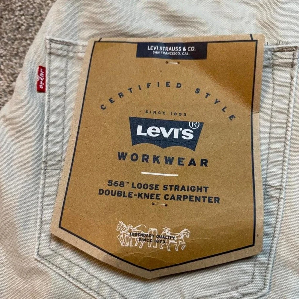 Levis 568 Double Knee Carpenter Tan Loose Denim Tag Size 30x32 brand new